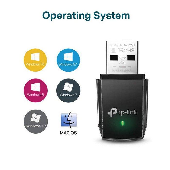 TP-Link Archer T3U Mini Adaptador USB Wi-Fi AC1300 Dual Band TP-Link Archer T3U Mini Adaptador USB Wi-Fi AC1300 Dual Band